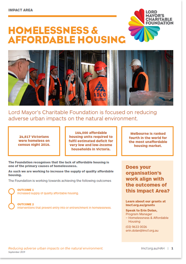 Lord Mayor's Charitable Foundation Homelessness & Affordable Housing