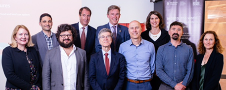 Back row L-R: Eli Court - Program Manager, Climateworks Australia; David Shelmerdine - Deputy Chairman, Climateworks; John Thwaites - Chairman of MSDI and Climateworks Australia; Anna Skarbek - CEO, Climateworks Australia. Front row L-R: Catherine Brown - CEO, Lord Mayor's Charitable Foundation; Dr Mario Herrero - Chief Research Scientist, CSIRO; Professor Jeffrey Sachs - Chair, U.N. Sustainable Development Solutions Network; Brett Bryan - Professor of Global Change, Environment and Society at Deakin University; Daniel Pediaditis - Environment & Sustainability Program Manager, Lord Mayor's Charitable Foundation; Rebecca Gorman - Land Use Futures project supporter. 181017-Blog-CB_Int-OG.png