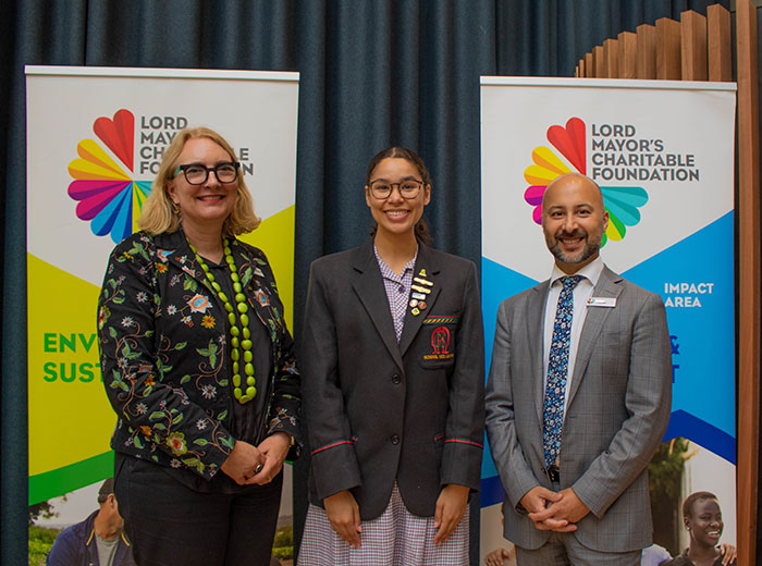 L-R: CEO Dr Catherine Brown OAM, YiP 2019 Alumni guest speaker Aishah Brockhoff and Chief Marketing & Development Officer, Garry Tanner.