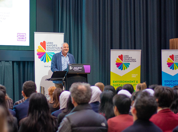 David McNamara, CEO of FoodBank Victoria addresses participants at the YIP20 Forum.